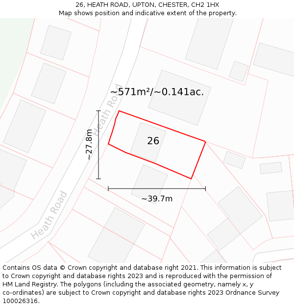 26, HEATH ROAD, UPTON, CHESTER, CH2 1HX: Plot and title map