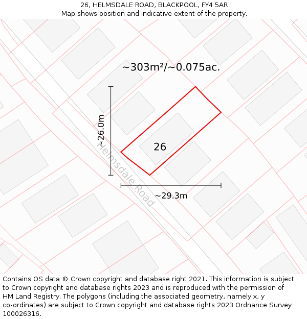 26, HELMSDALE ROAD, BLACKPOOL, FY4 5AR: Plot and title map