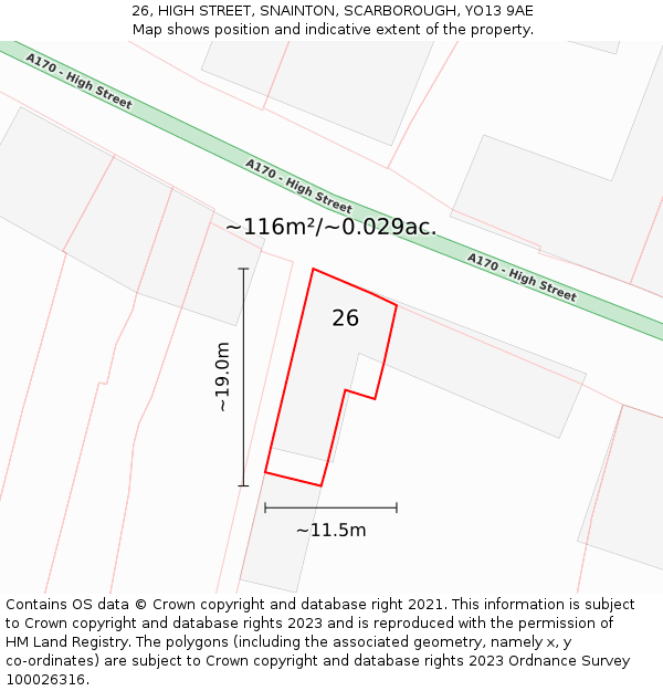 26, HIGH STREET, SNAINTON, SCARBOROUGH, YO13 9AE: Plot and title map