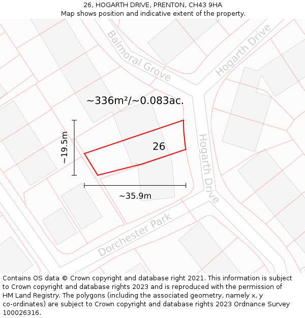 26, HOGARTH DRIVE, PRENTON, CH43 9HA: Plot and title map