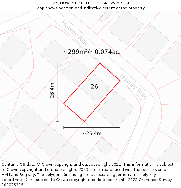 26, HOWEY RISE, FRODSHAM, WA6 6DN: Plot and title map