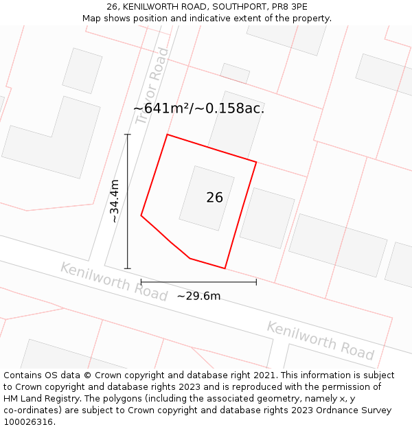 26, KENILWORTH ROAD, SOUTHPORT, PR8 3PE: Plot and title map