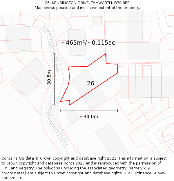 26, KENSINGTON DRIVE, TAMWORTH, B79 8RE: Plot and title map