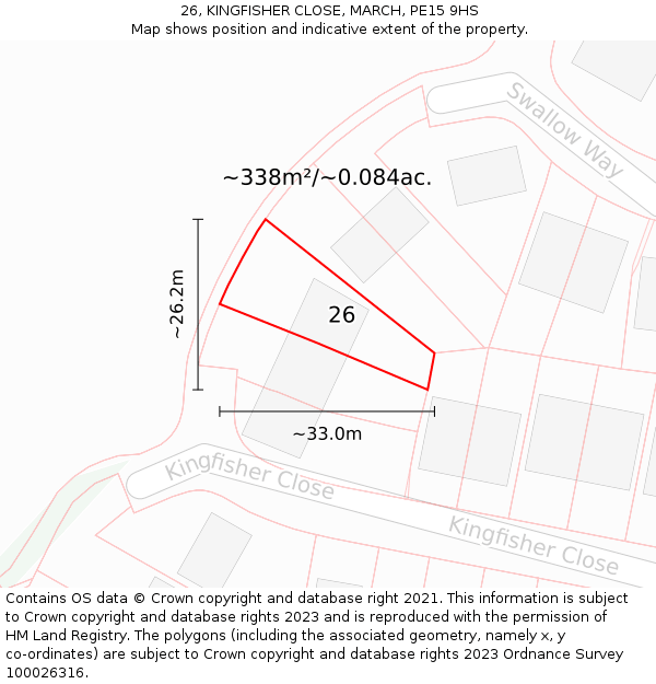 26, KINGFISHER CLOSE, MARCH, PE15 9HS: Plot and title map