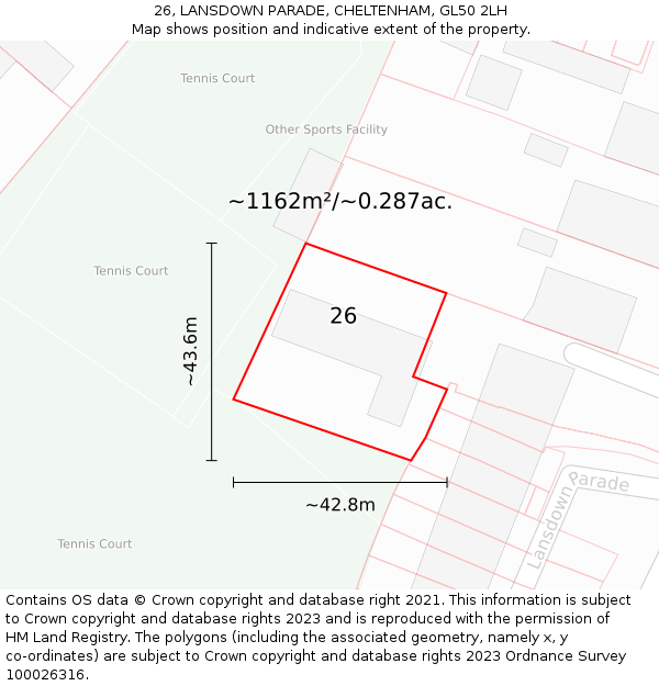 26, LANSDOWN PARADE, CHELTENHAM, GL50 2LH: Plot and title map