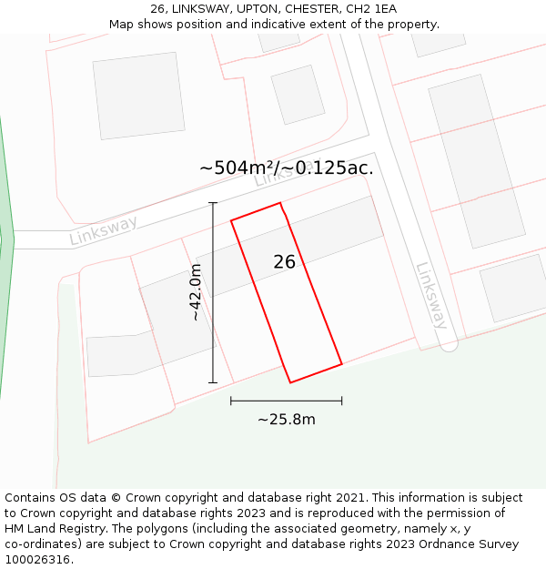 26, LINKSWAY, UPTON, CHESTER, CH2 1EA: Plot and title map