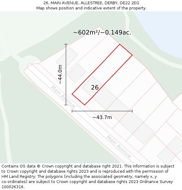 26, MAIN AVENUE, ALLESTREE, DERBY, DE22 2EG: Plot and title map