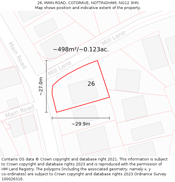 26, MAIN ROAD, COTGRAVE, NOTTINGHAM, NG12 3HN: Plot and title map