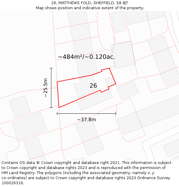 26, MATTHEWS FOLD, SHEFFIELD, S8 8JT: Plot and title map