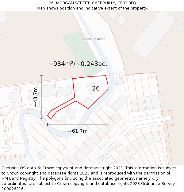 26, MORGAN STREET, CAERPHILLY, CF83 3FQ: Plot and title map