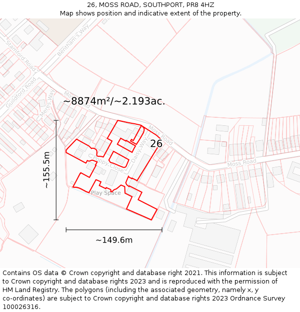 26, MOSS ROAD, SOUTHPORT, PR8 4HZ: Plot and title map