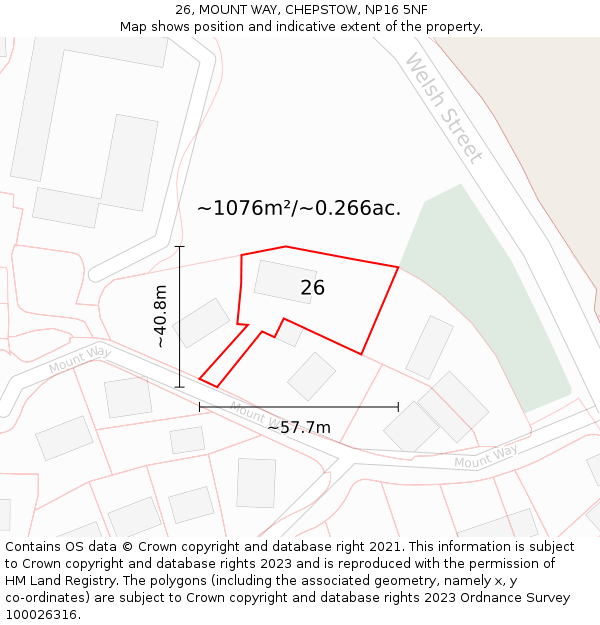 26, MOUNT WAY, CHEPSTOW, NP16 5NF: Plot and title map