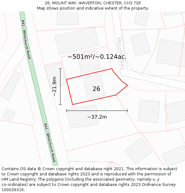 26, MOUNT WAY, WAVERTON, CHESTER, CH3 7QF: Plot and title map