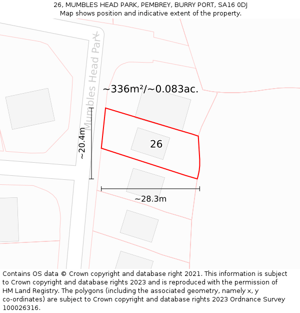 26, MUMBLES HEAD PARK, PEMBREY, BURRY PORT, SA16 0DJ: Plot and title map