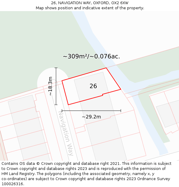 26, NAVIGATION WAY, OXFORD, OX2 6XW: Plot and title map