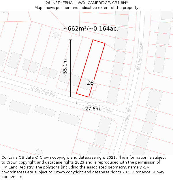 26, NETHERHALL WAY, CAMBRIDGE, CB1 8NY: Plot and title map