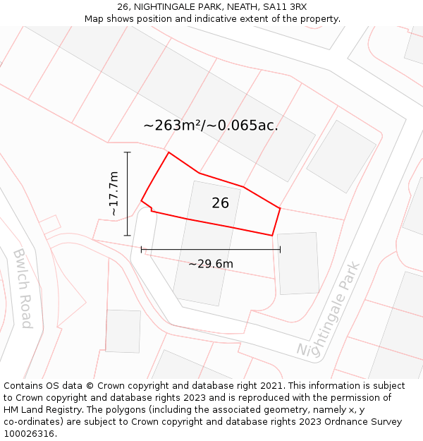 26, NIGHTINGALE PARK, NEATH, SA11 3RX: Plot and title map