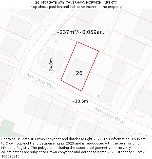 26, NORGATE WAY, TAVERHAM, NORWICH, NR8 6TX: Plot and title map