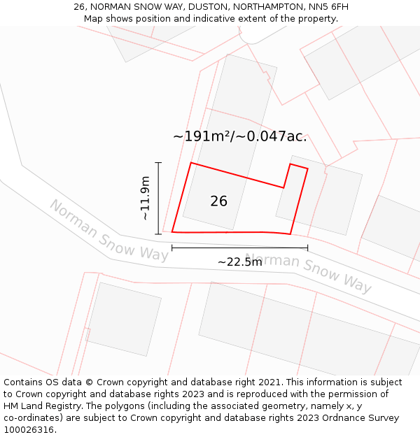 26, NORMAN SNOW WAY, DUSTON, NORTHAMPTON, NN5 6FH: Plot and title map