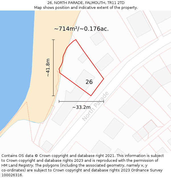 26, NORTH PARADE, FALMOUTH, TR11 2TD: Plot and title map