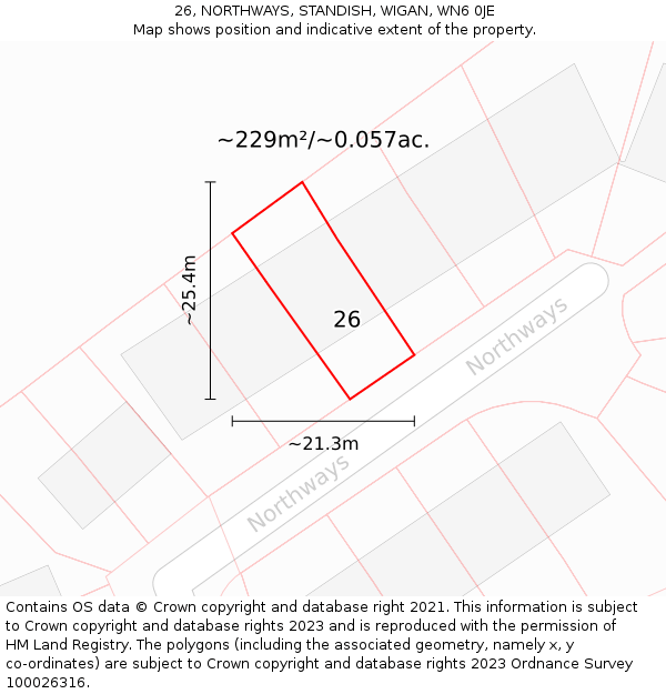 26, NORTHWAYS, STANDISH, WIGAN, WN6 0JE: Plot and title map