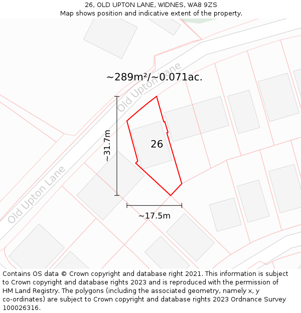 26, OLD UPTON LANE, WIDNES, WA8 9ZS: Plot and title map