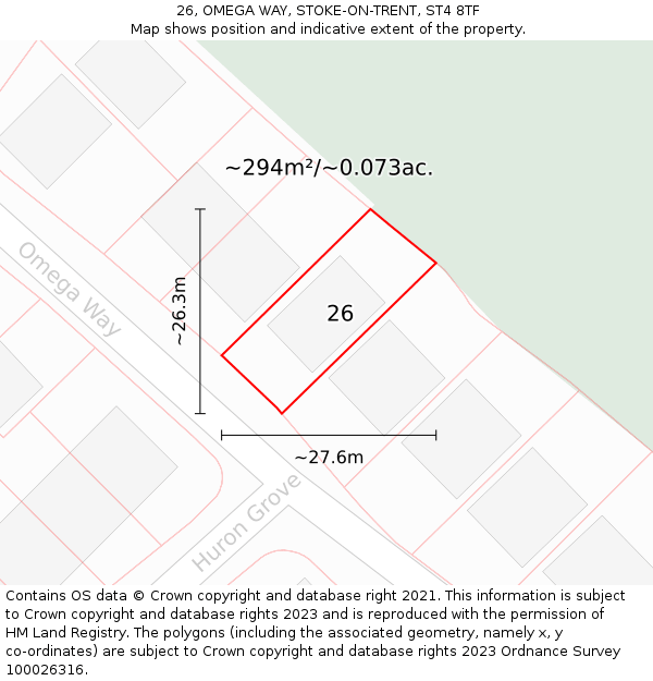 26, OMEGA WAY, STOKE-ON-TRENT, ST4 8TF: Plot and title map