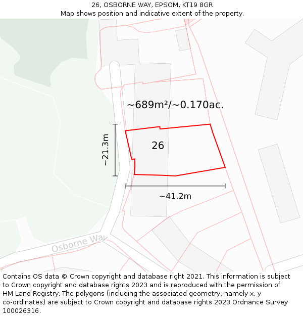 26, OSBORNE WAY, EPSOM, KT19 8GR: Plot and title map