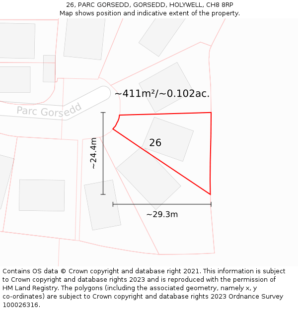 26, PARC GORSEDD, GORSEDD, HOLYWELL, CH8 8RP: Plot and title map
