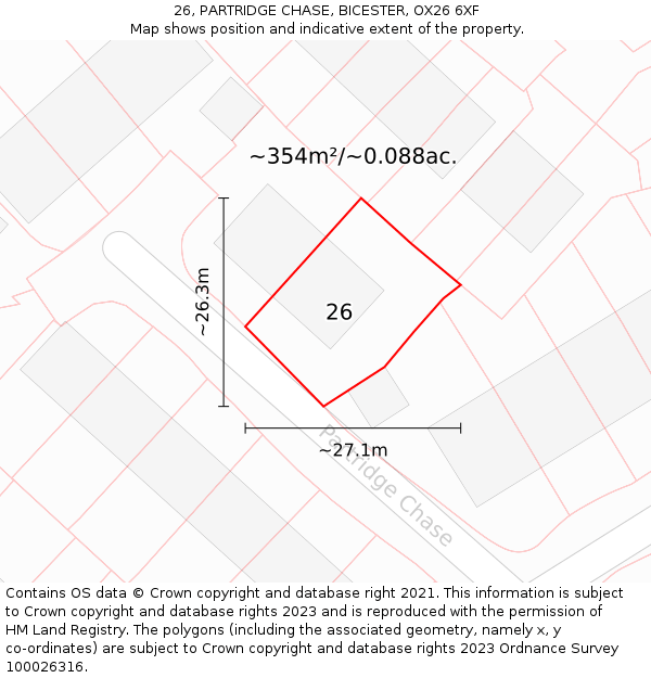 26, PARTRIDGE CHASE, BICESTER, OX26 6XF: Plot and title map