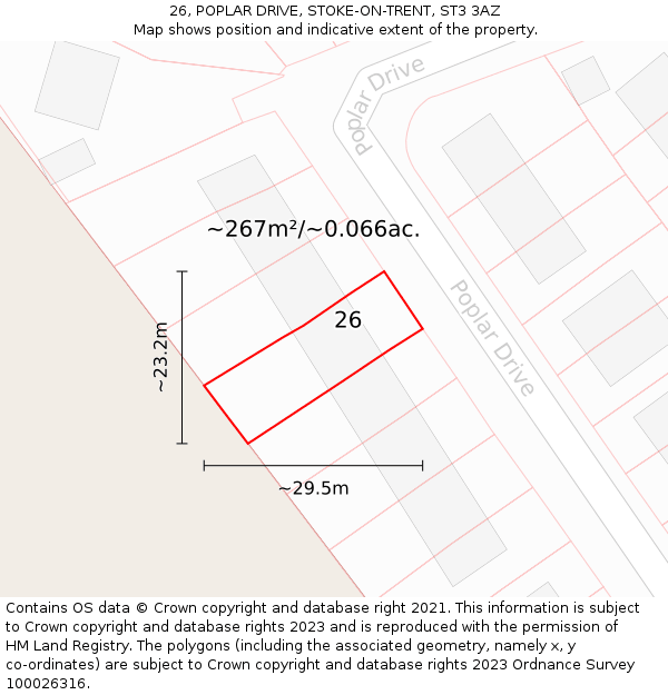 26, POPLAR DRIVE, STOKE-ON-TRENT, ST3 3AZ: Plot and title map