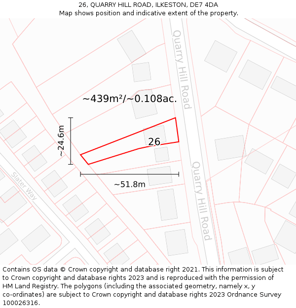 26, QUARRY HILL ROAD, ILKESTON, DE7 4DA: Plot and title map