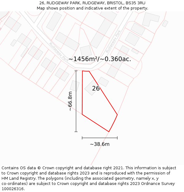 26, RUDGEWAY PARK, RUDGEWAY, BRISTOL, BS35 3RU: Plot and title map