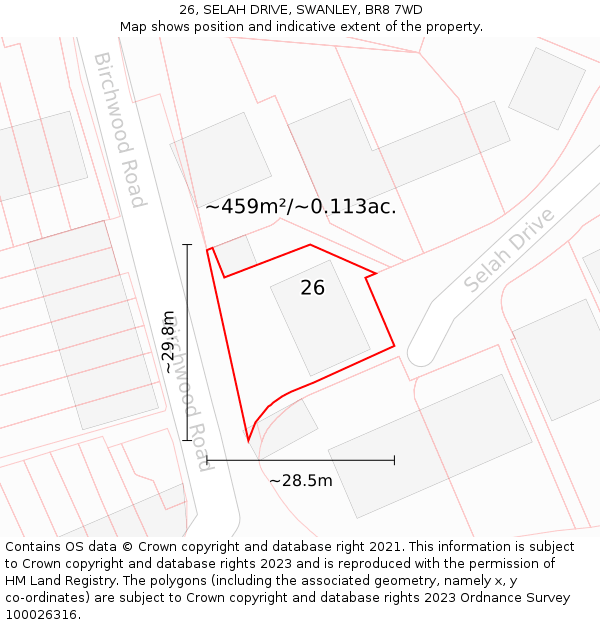 26, SELAH DRIVE, SWANLEY, BR8 7WD: Plot and title map
