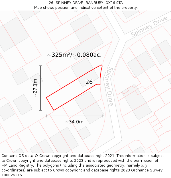 26, SPINNEY DRIVE, BANBURY, OX16 9TA: Plot and title map