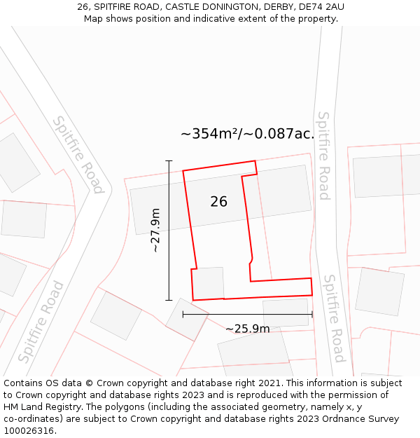 26, SPITFIRE ROAD, CASTLE DONINGTON, DERBY, DE74 2AU: Plot and title map