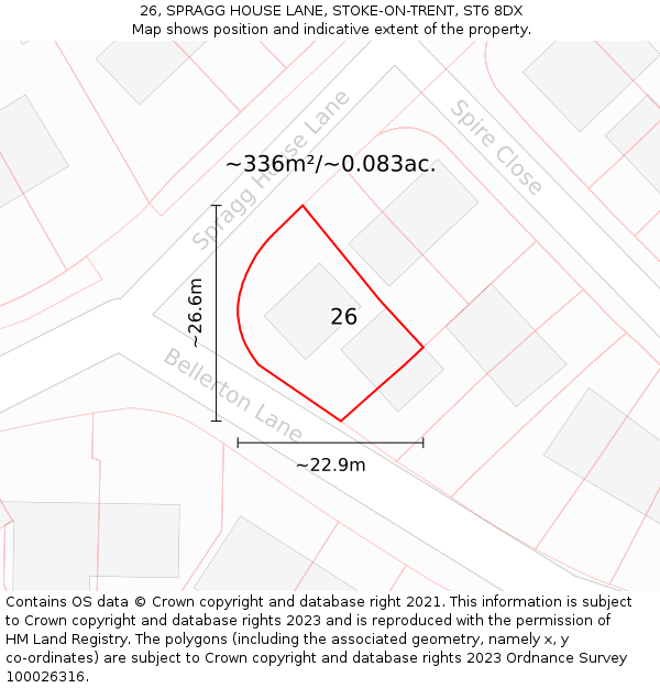 26, SPRAGG HOUSE LANE, STOKE-ON-TRENT, ST6 8DX: Plot and title map