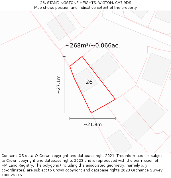 26, STANDINGSTONE HEIGHTS, WIGTON, CA7 9DS: Plot and title map