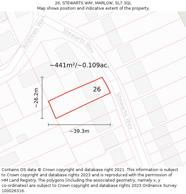 26, STEWARTS WAY, MARLOW, SL7 3QL: Plot and title map