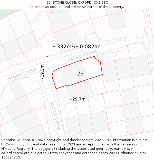 26, STONE CLOSE, OXFORD, OX2 9SQ: Plot and title map