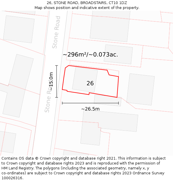 26, STONE ROAD, BROADSTAIRS, CT10 1DZ: Plot and title map