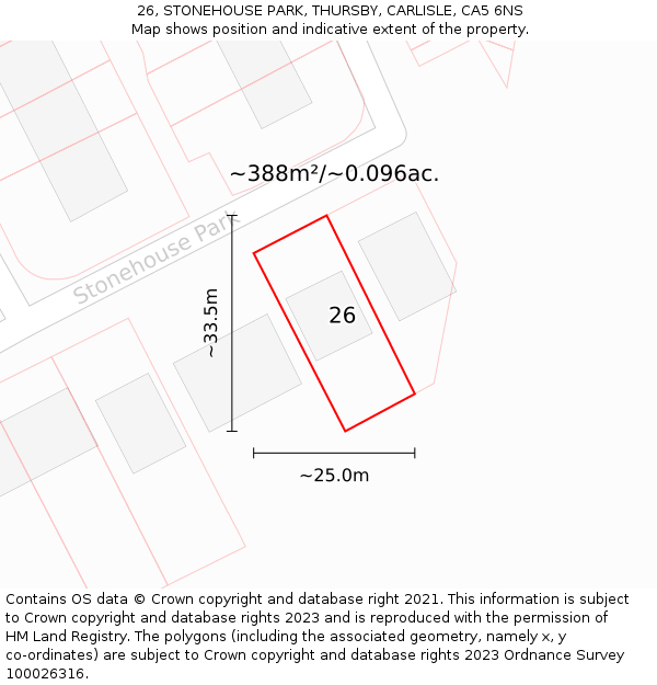 26, STONEHOUSE PARK, THURSBY, CARLISLE, CA5 6NS: Plot and title map