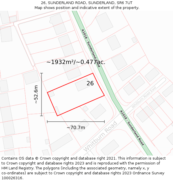 26, SUNDERLAND ROAD, SUNDERLAND, SR6 7UT: Plot and title map