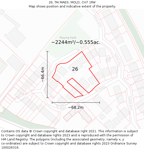 26, TAI MAES, MOLD, CH7 1RW: Plot and title map