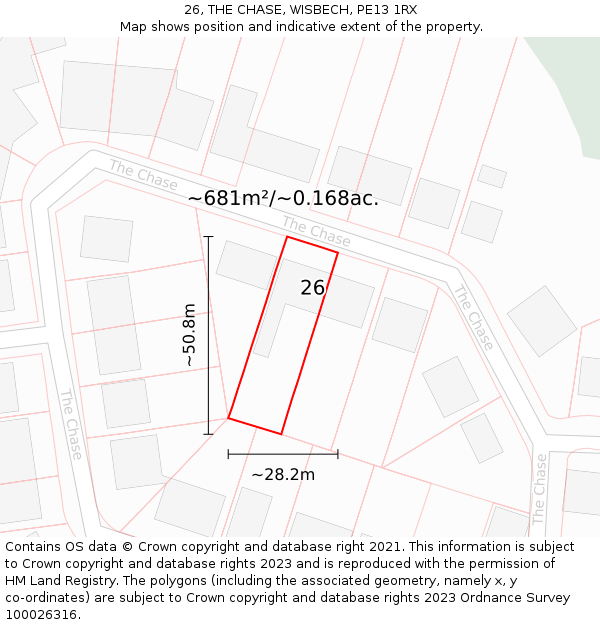 26, THE CHASE, WISBECH, PE13 1RX: Plot and title map