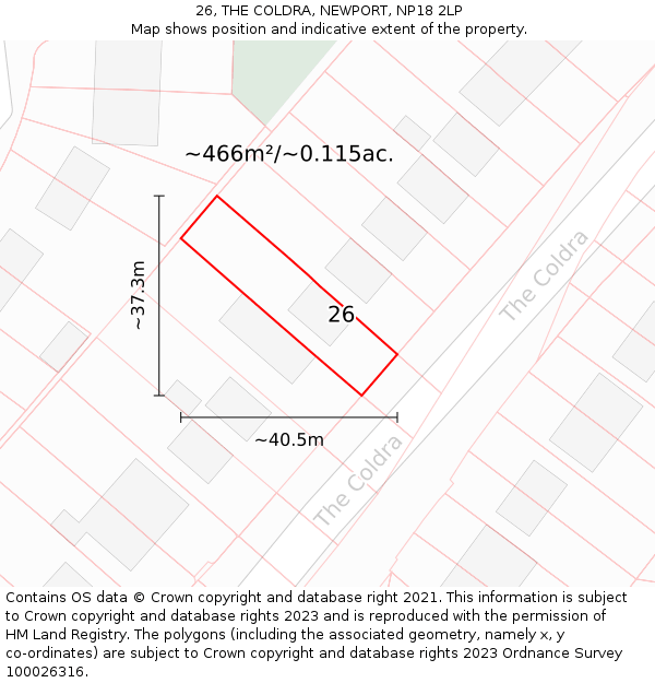 26, THE COLDRA, NEWPORT, NP18 2LP: Plot and title map