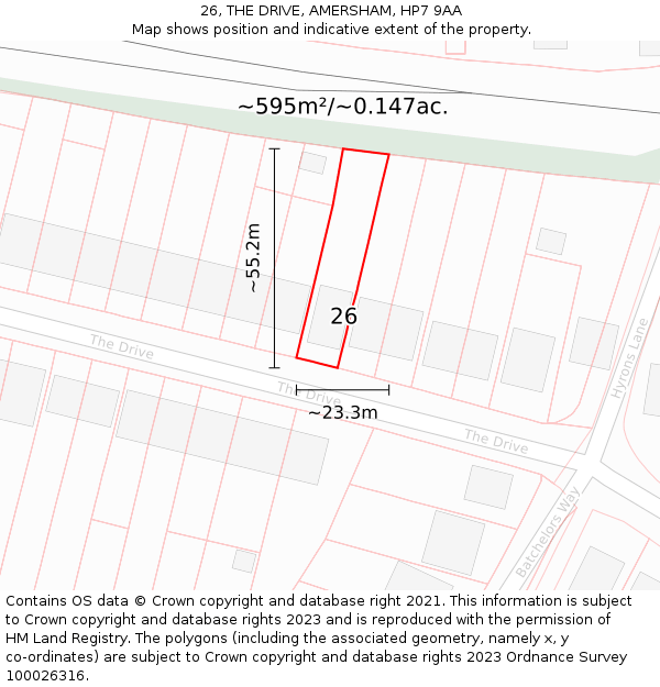 26, THE DRIVE, AMERSHAM, HP7 9AA: Plot and title map