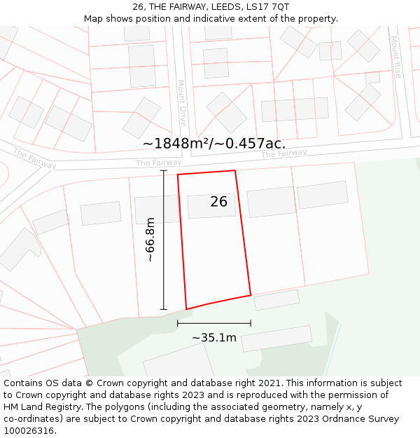 26, THE FAIRWAY, LEEDS, LS17 7QT: Plot and title map