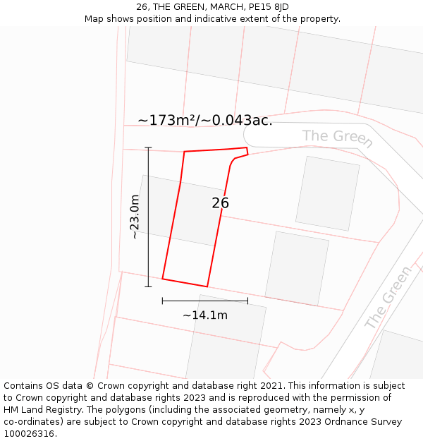 26, THE GREEN, MARCH, PE15 8JD: Plot and title map