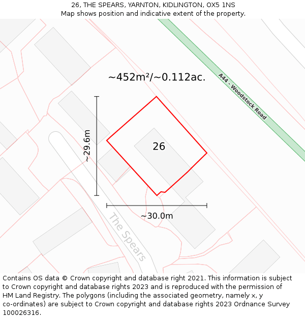 26, THE SPEARS, YARNTON, KIDLINGTON, OX5 1NS: Plot and title map